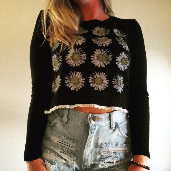 Chloe K Tops - sunflower black long sleeve